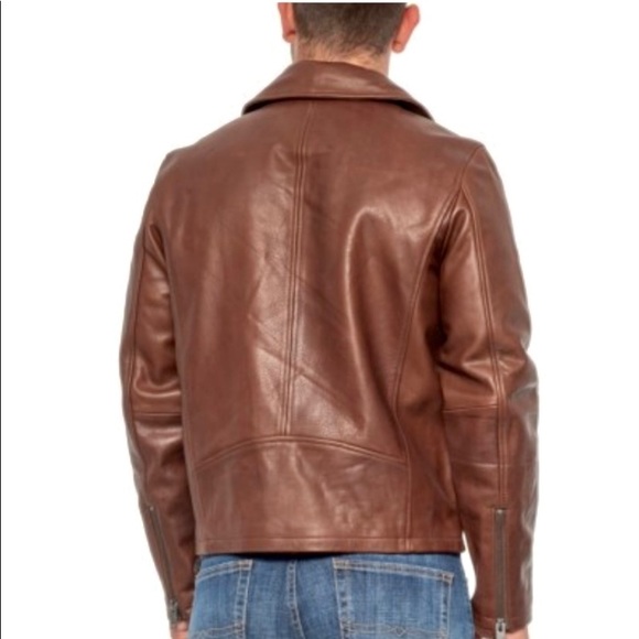 Leather Ugg jacket. Mahogany brown + metallic elements. Size Medium. Never worn - Picture 5 of 5